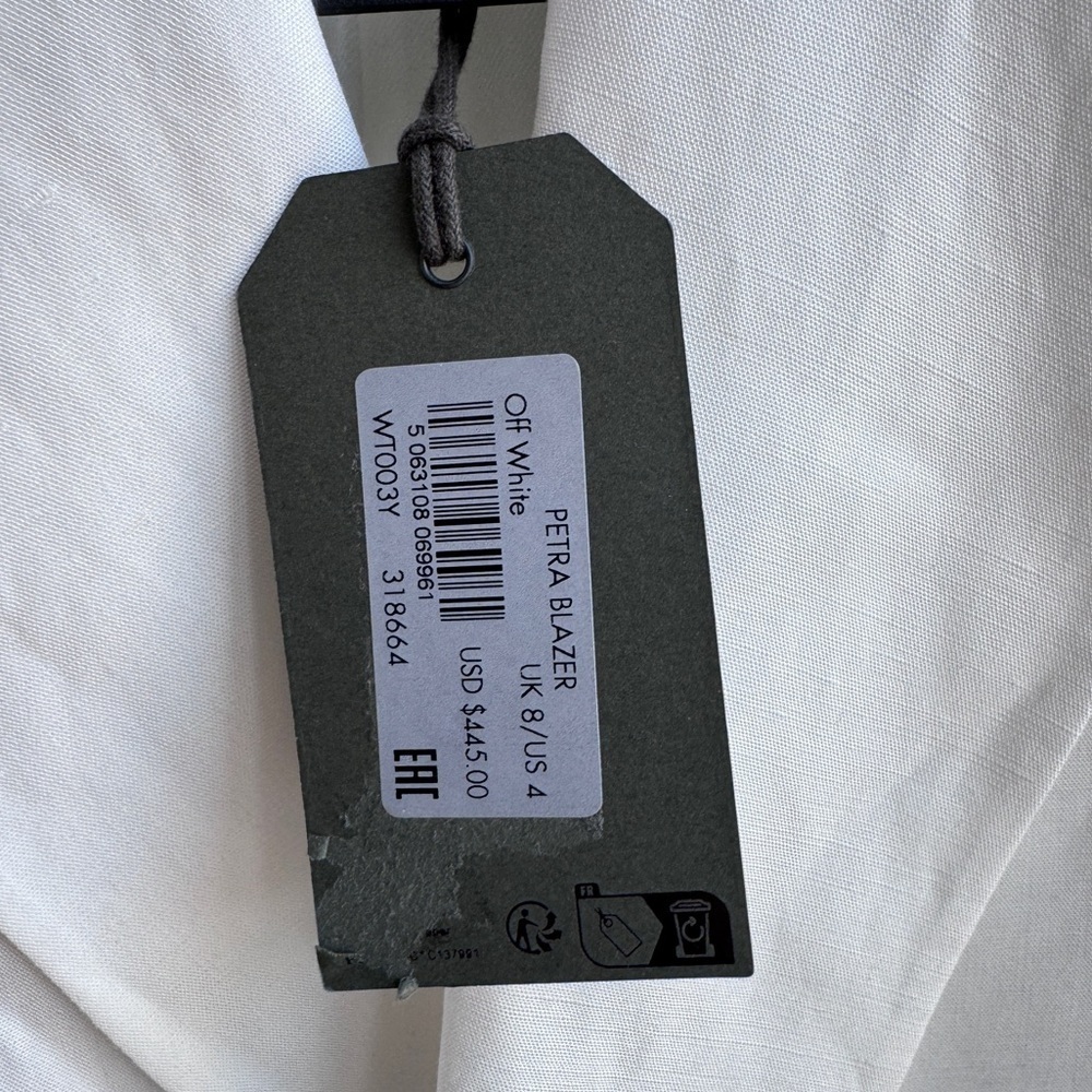 NWT ALLSAINT Petra Linen Blend White Oversized Blazer in Size 4 - Picture 13 of 17